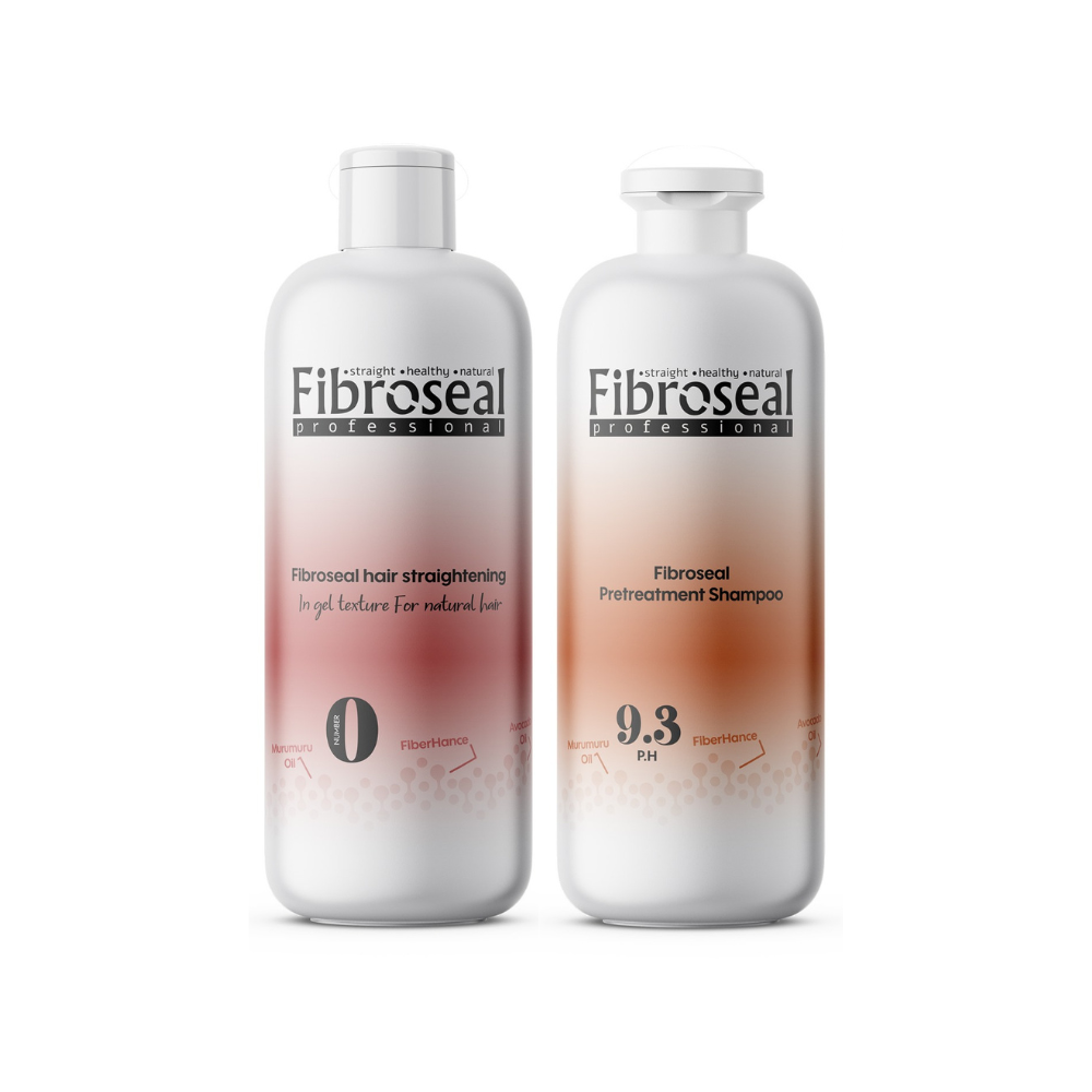 החלקה לשיער טבעי 1000 מ"ל + שמפו פותח 1000 מ"ל - פיברוסיל